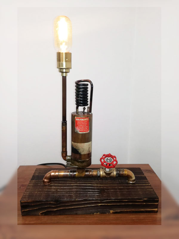 Table lamp with boiler tap mechanism